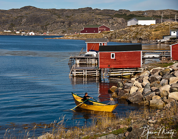 Rowing a Dory, Fogo, Newfoundland, Canada